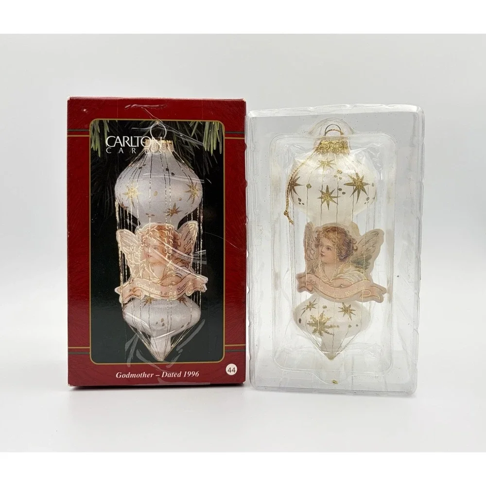 Carlton Cards 1996 Heirloom Ornament Godmother Heavenly Angel Glass Vintage